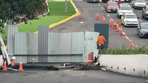 A horas del arranque del Mundial, socavón en AICM sigue sin repararse