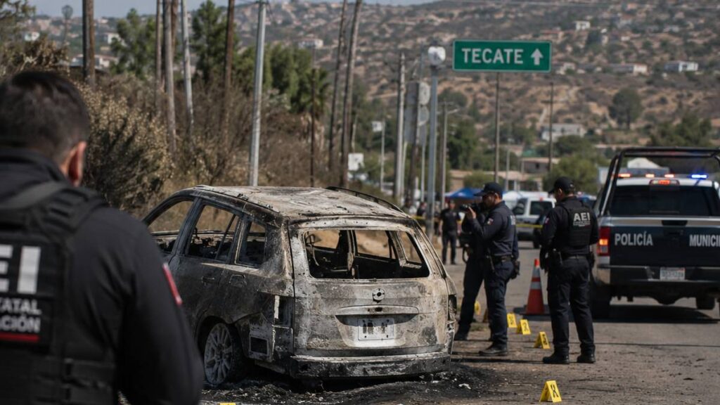 Auto incendiado en Tecate