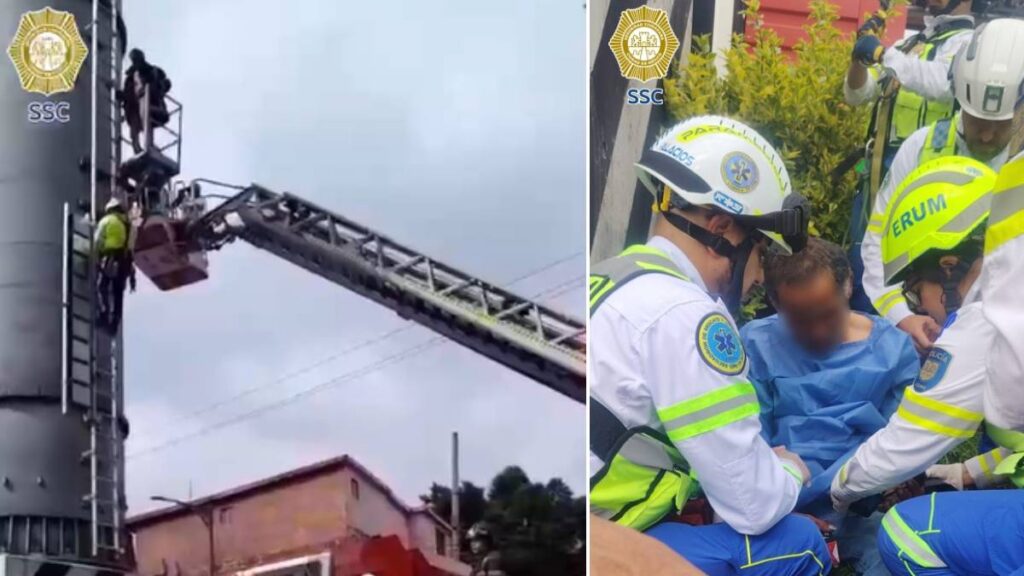 Rescatan a un hombre que escaló una torre del Cablebús en Gustavo A. Madero; fue atendido y quedó estable.
