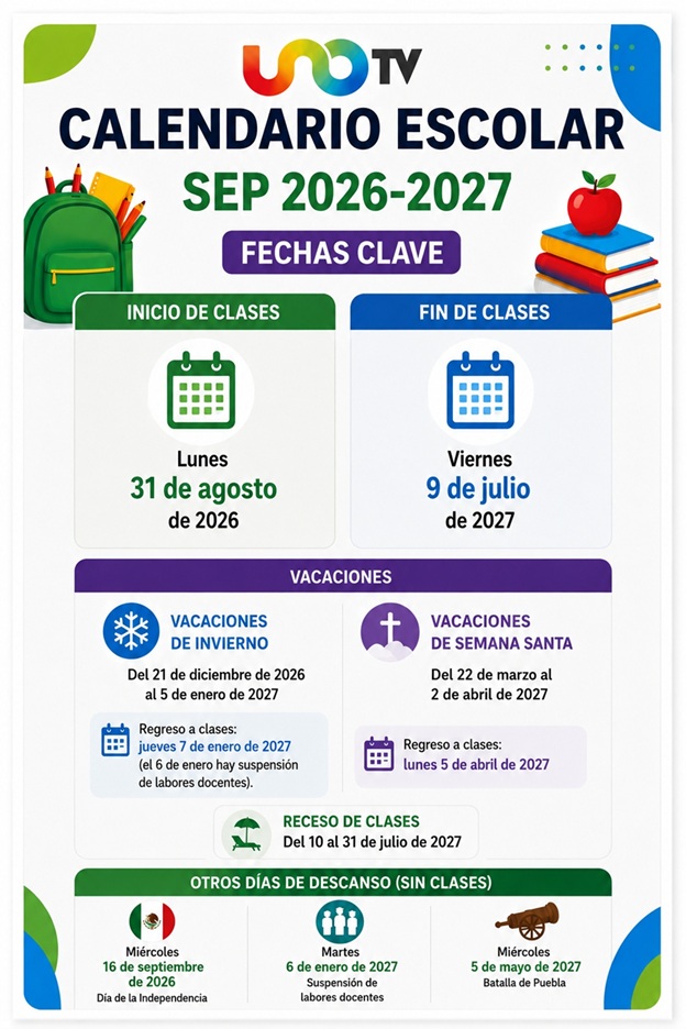 Calendario de la SEP ciclo escolar 2026-2027