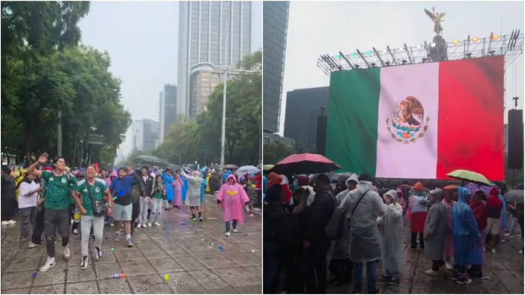 Celebraciones en el Ángel de la Independencia a pesar de las lluvias