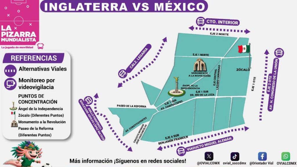 Como rutas alternas se sugieren Circuito Interior, Calzada Legaria, Viaducto Miguel Alemán, Periférico, Eje 1 Norte, Eje 2 Norte y Avenida Chapultepec.
