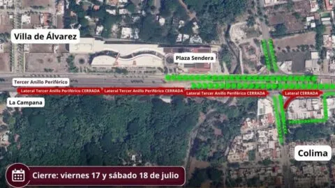 Cierran lateral del Tercer Anillo Periférico en Colima por trabajos de infraestructura