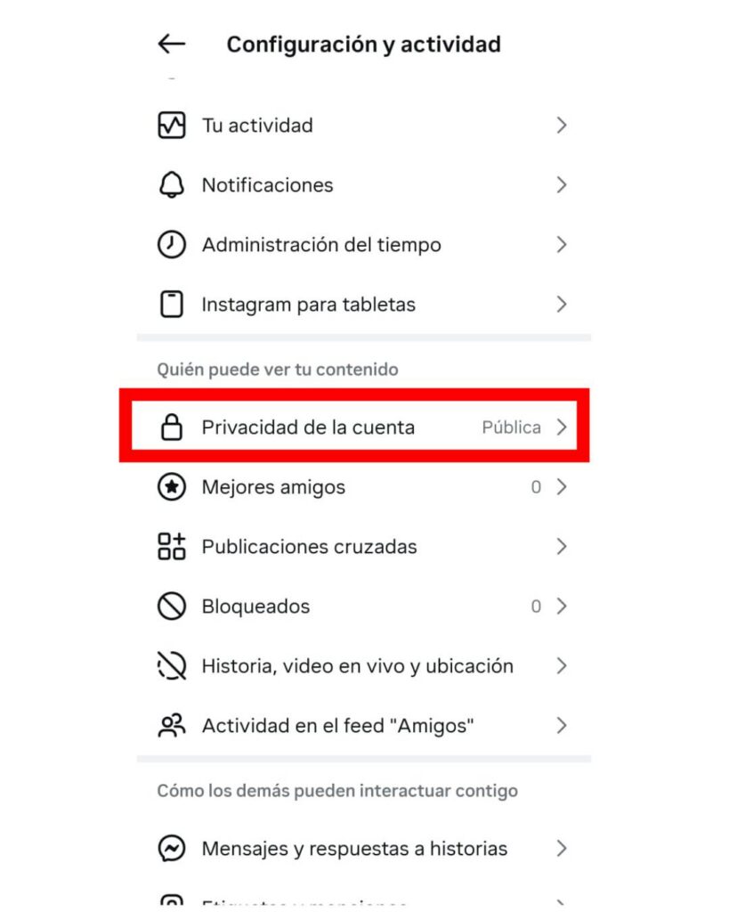 Privacidad de Instagram