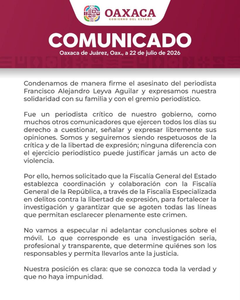 Salomón Jara confirma asesinato de periodista.