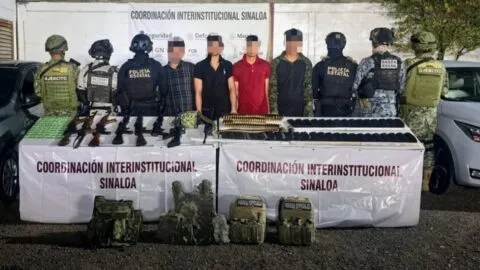 Operativo en Culiacán deja un presunto integrante del Cártel de Sinaloa abatido, cuatro detenidos y un arsenal asegurado