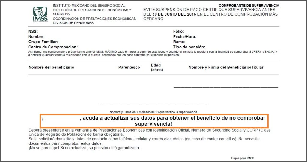 Certificado de Supervivencia. Foto: IMSS