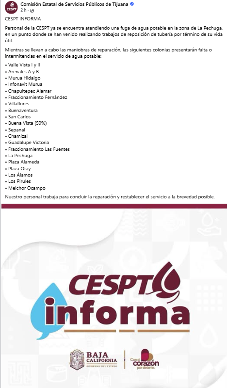 Captura de pantalla. Foto: Comisión Estatal de Servicios Públicos de Tijuana