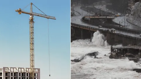 Video: grúa colapsa por fuertes vientos en Chile; hay un herido y daños