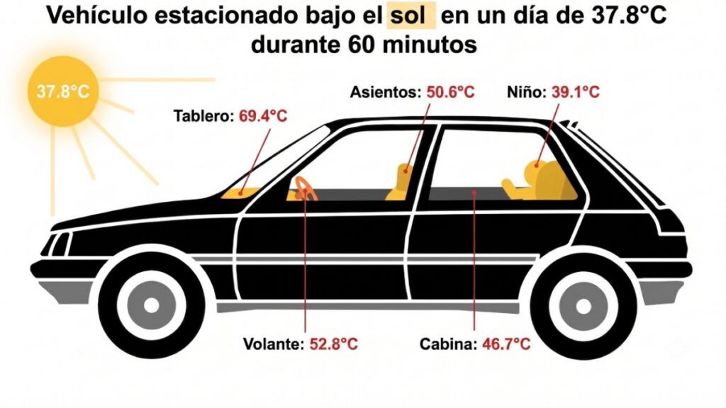 Auto al sol: en una hora puede ser mortal para un niño