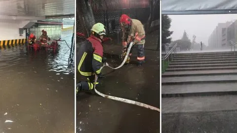 Fuertes lluvias afectan e inundan la CDMX; incluyendo el estacionamiento de la Cámara de Diputados