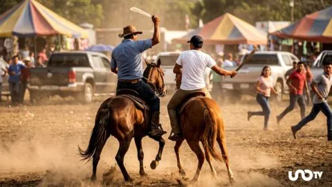Jinetes se enfrentan con machetes durante festejos en Ahome, Sinaloa