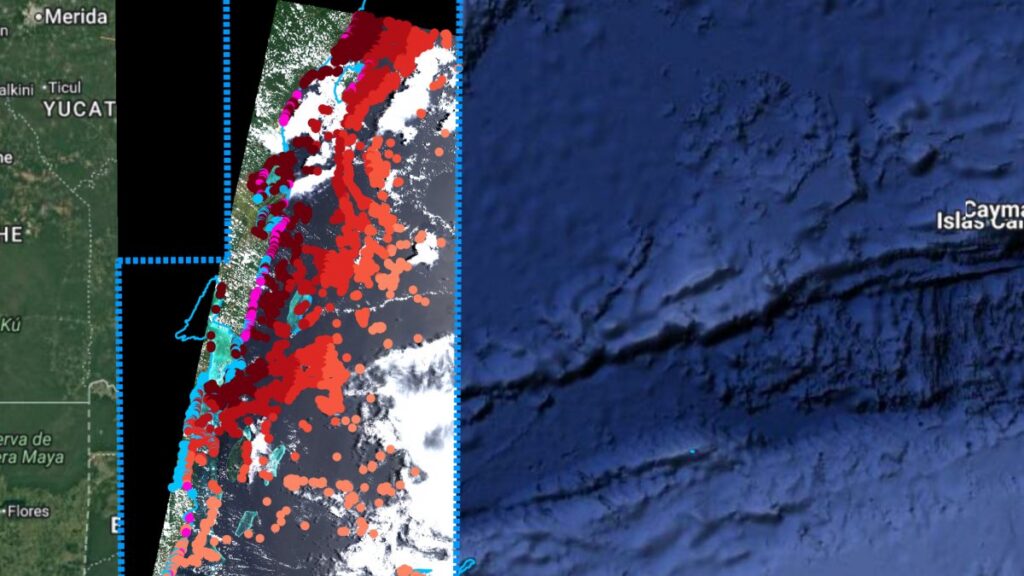El mapa del sargazo, desarrollado por el Laboratorio Nacional de Observación de la Tierra de la UNAM.