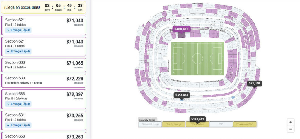Todos los precios para el México vs Inglaterra en reventa