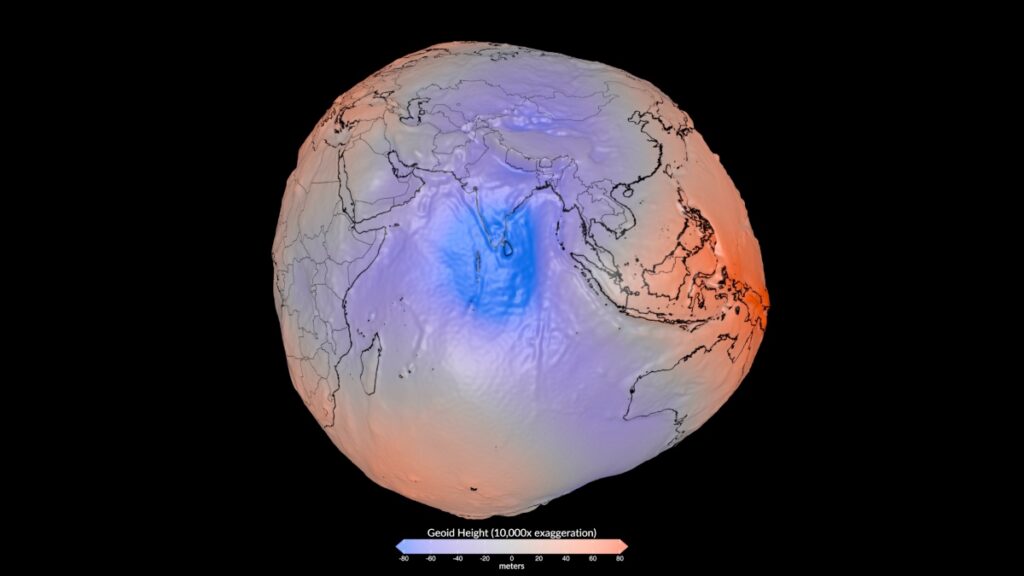 NASA muestra forma del campo gravitacional de la Tierra según satélites