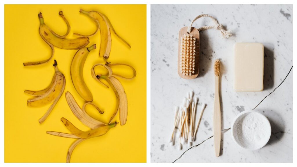 cáscaras de plátano con bicarbonato de sodio