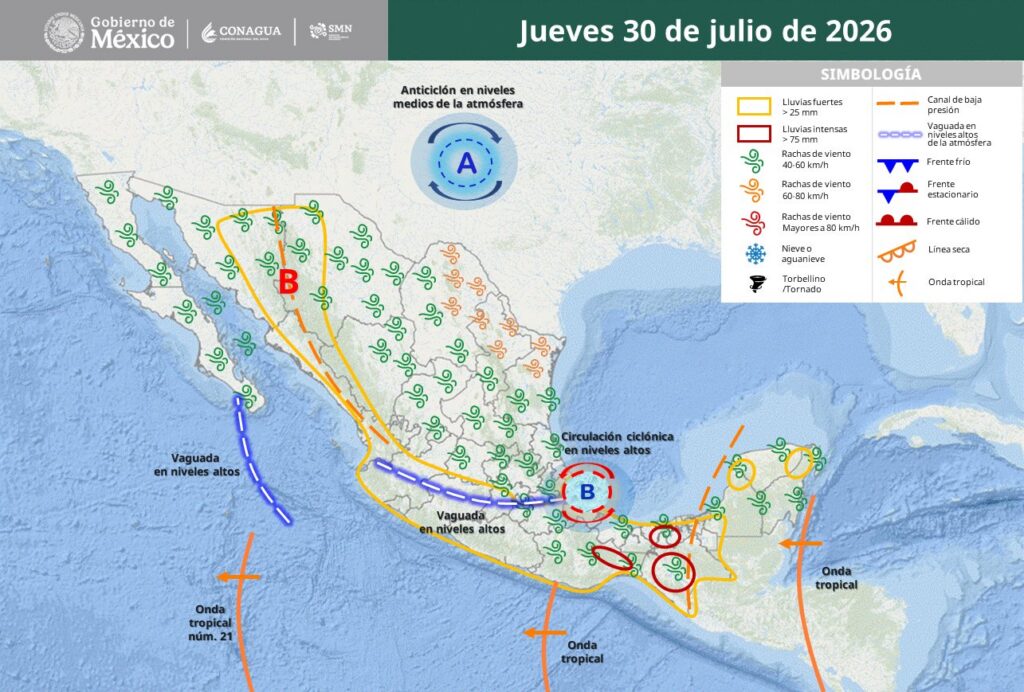 Genevieve ya es huracán categoría 4; activan alerta por lluvias. Foto: SMN