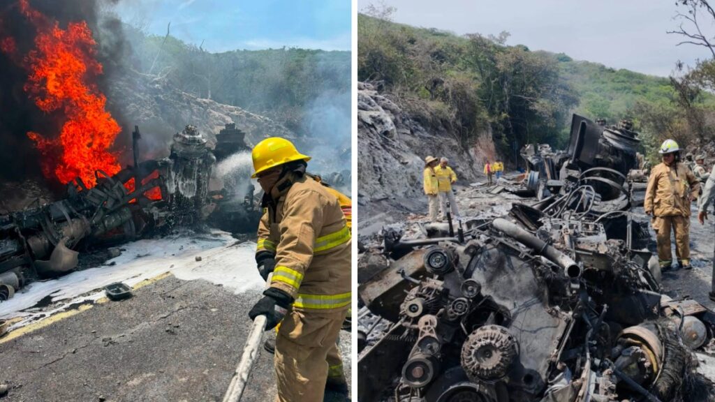 Explosión de pipa en carrertera Iguala-Cuernavaca. Foto: Protección Civil Guerrero