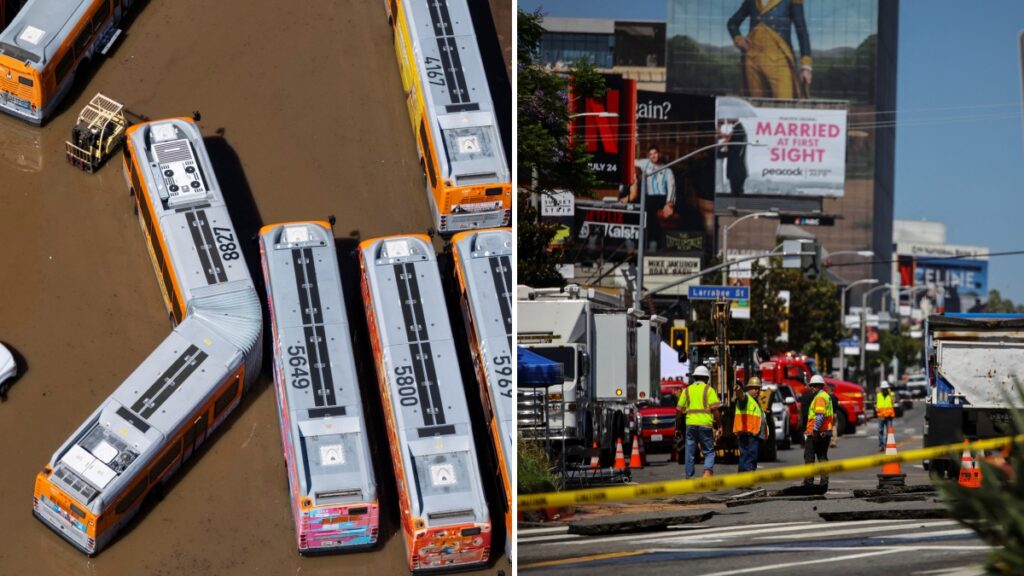 Enorme fuga de agua convierte calles de West Hollywood en ríos. Foto: Reuters