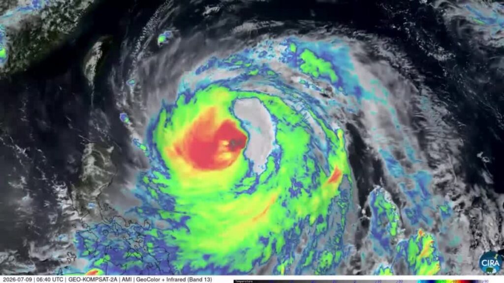 La imagen muestra al tifón Bavi el 9 de julio.