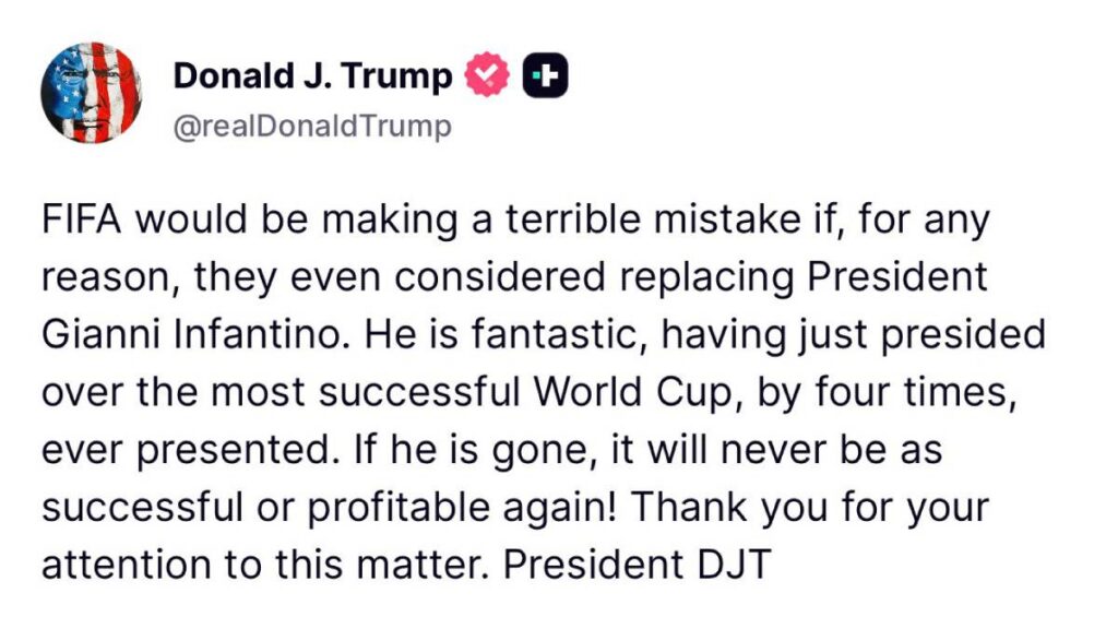 Trump defiende a Infantino