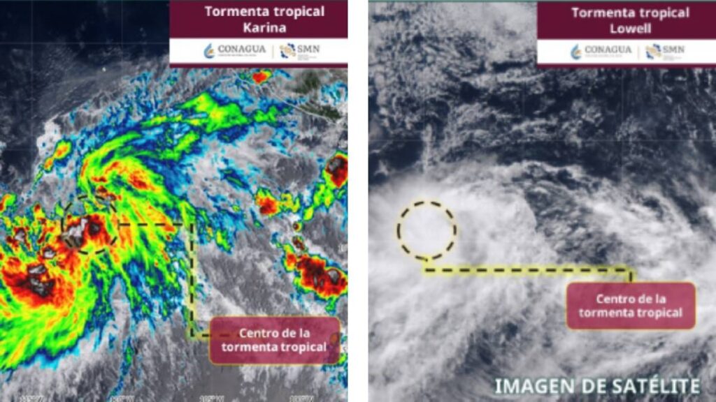 Tormentas Karina y Lowell.