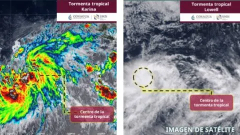 Tormentas Karina y Lowell se forman en el Pacífico; ve trayectoria en vivo