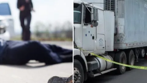 VIDEO: sujeto empuja a adulto mayor y provoca su muerte al ser arrollado por un tráiler en Monterrey