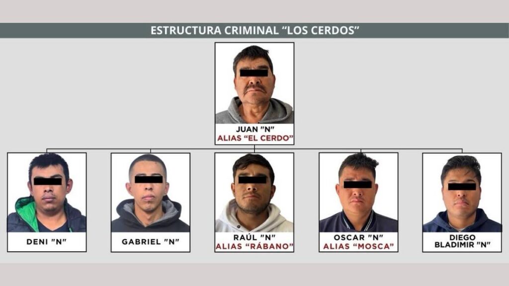 Cuatro presuntos integrantes de Los Cerdos fueron detenidos mediante órdenes de aprehensión.
