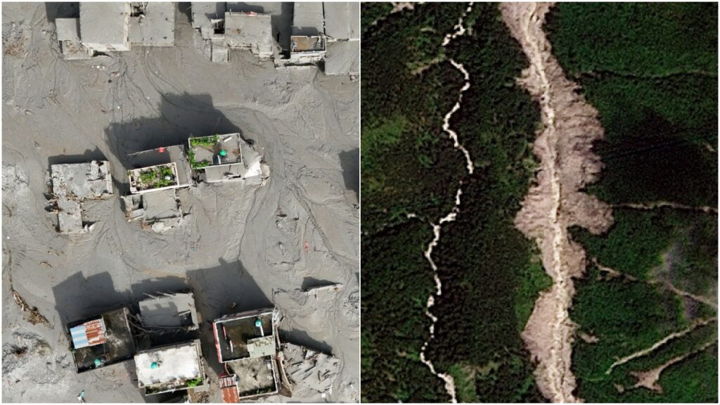 Fotos satelitales de las inundaciones en Nepal muestran destrucción, un glaciar colapsado y un lago peligroso