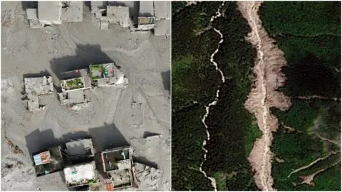Satélites revelan destrucción tras inundaciones en Nepal; colapsó un glaciar y se formó un lago