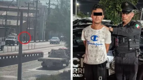 Fuerte video: Cae sujeto que empujó a abuelito y fue arrollado por tráiler