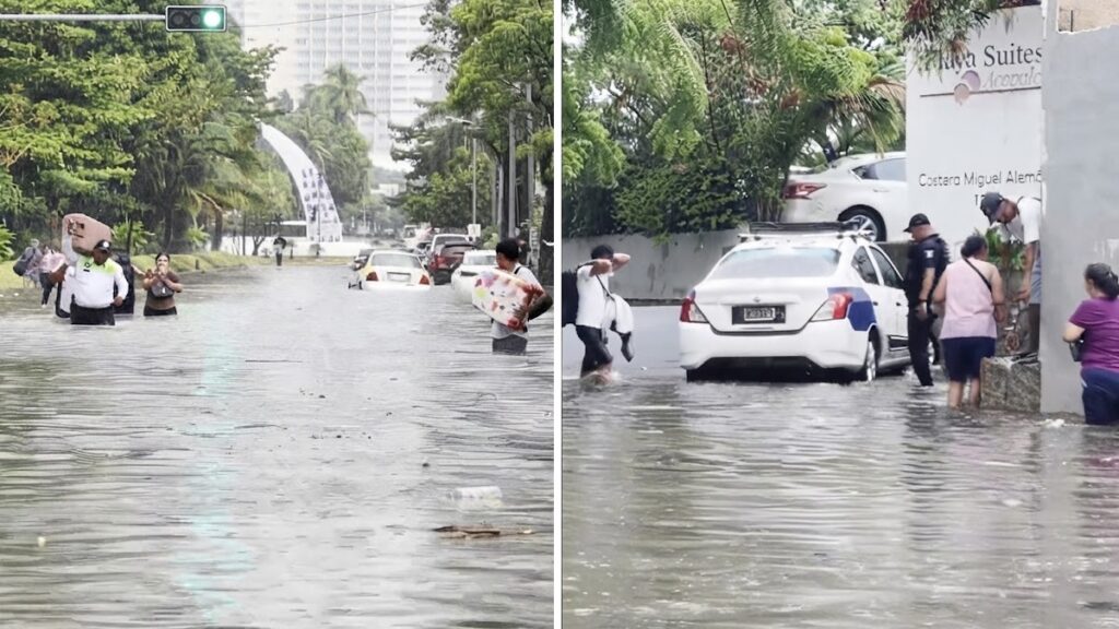 Fuertes lluvias provocan inundaciones en Acapulco. Foto: Uno TV