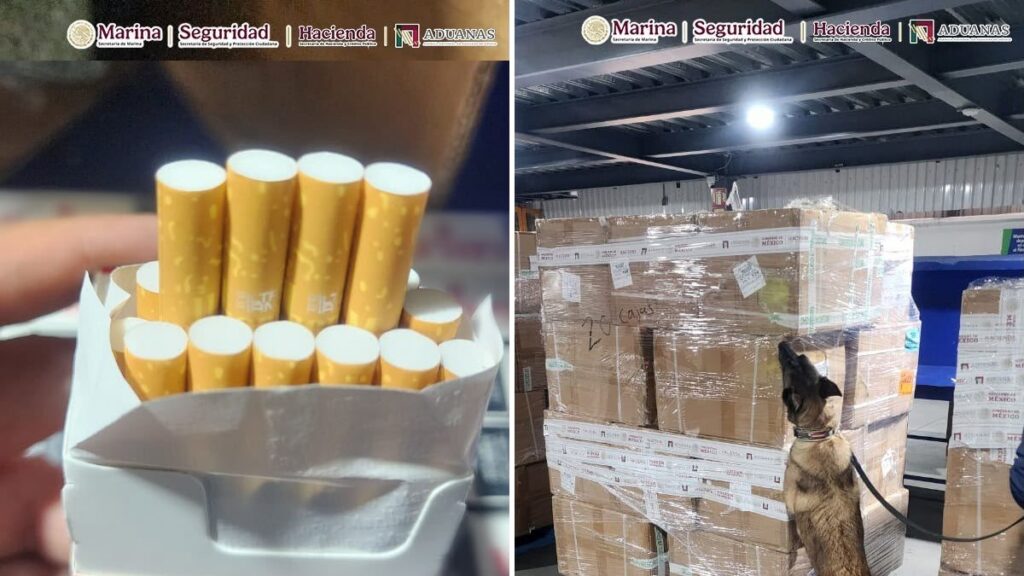 AICM decomisa más de 2 millones de cigarrillos falsos. Foto: SEMAR