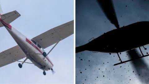 VIDEO: captan choque de avioneta contra helicóptero policial en Pensilvania, EE. UU.