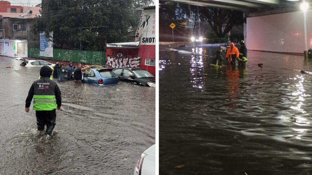Intensas lluvias colapsan el sur de la CDMX. Foto: SGIRPC