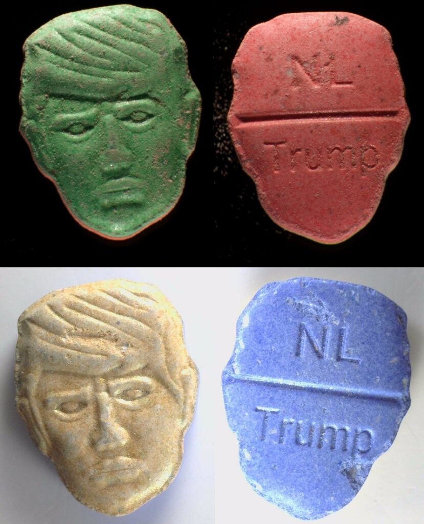 Pastillas de éxtasis con forma de Donald Trump