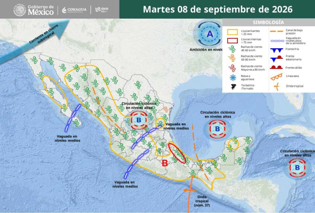 Del 7 al 10 de septiembre: SMN prevé lluvias intensas en estos estados