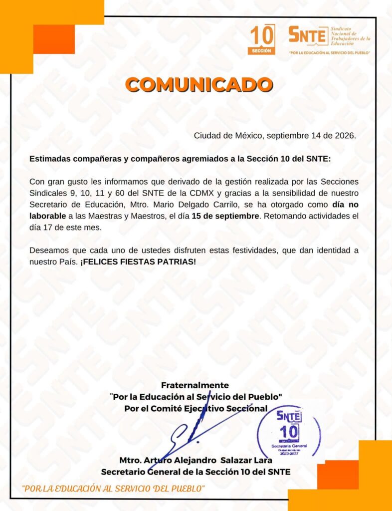 Suspensión de clases 15 de septiembre