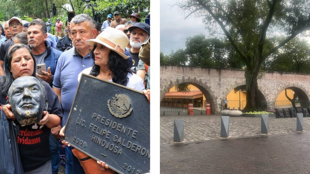 Cierran Los Pinos tras vandalismo a estatua de Calderón