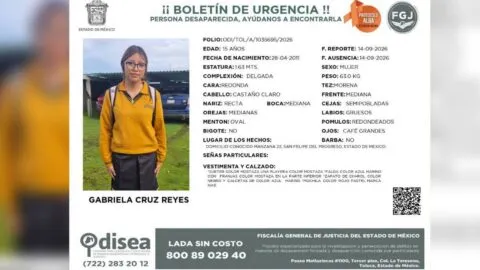 Buscan a Gabriela Cruz Reyes, adolescente de 15 años desaparecida en Edomex