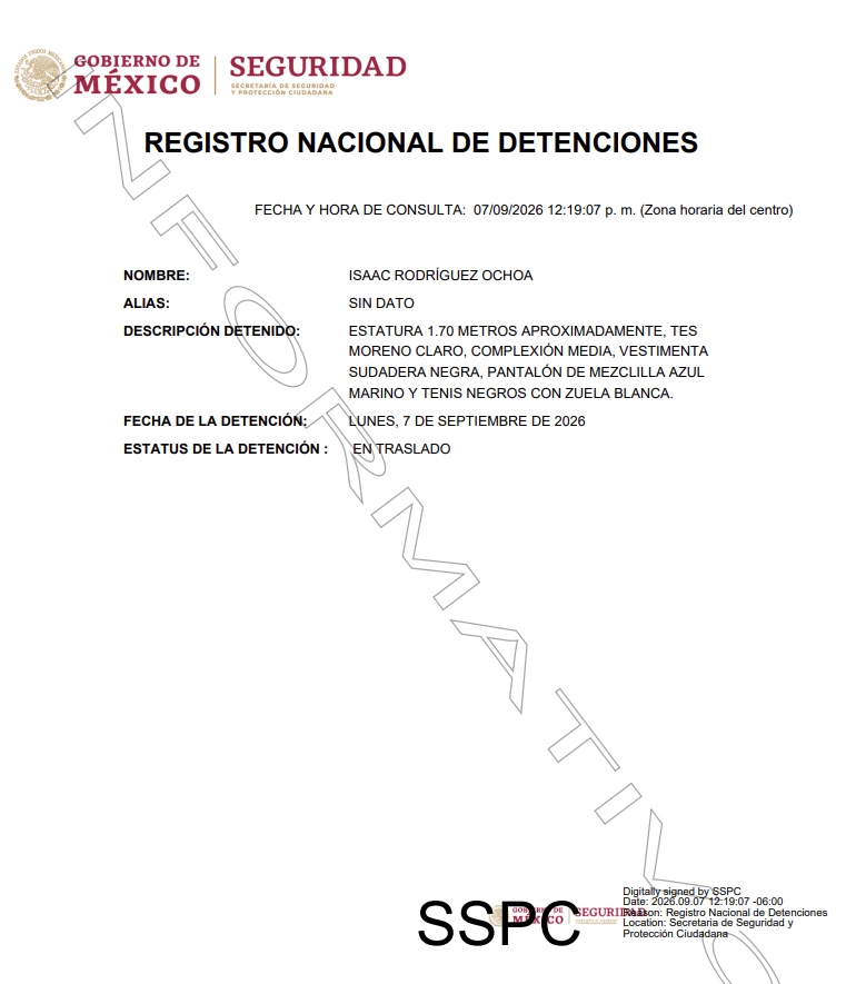 Foto: Registro Nacional de Detenciones