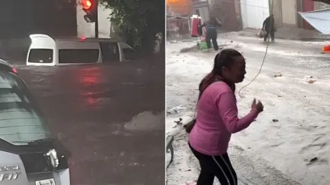 Lluvia, granizo y fuertes vientos dejan árboles caídos y autos varados en Puebla