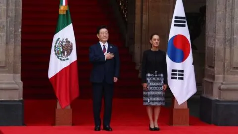 Sheinbaum recibe a presidente de Corea del Sur en Palacio Nacional
