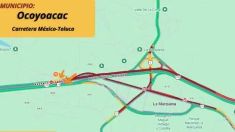 ¡Bloqueo total! Cierran la México-Toluca a la altura de La Marquesa
