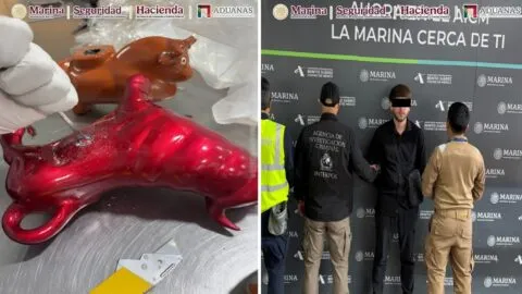 Semar asegura en el AICM 8.6 kg de cocaína ocultos en 20 piezas artesanales procedentes de Perú