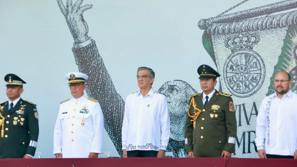 Desfile militar en Tamaulipas. Foto: Uno TV