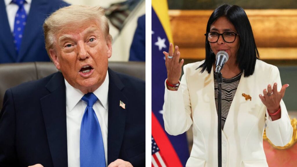 Donald Trump y Delcy Rodríguez.