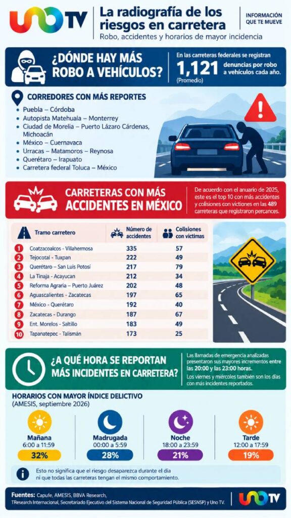 carreteras riesgos horarios robos