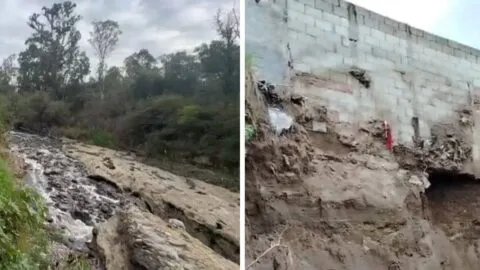 Desbordamiento del río Alseseca desgaja ladera y amenaza a cuatro familias
